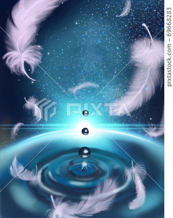 Fantasy background of feathers dancing in the starry sky and the fantastic universe Fantasy background of feathers dancing in the starry sky and the fantastic universe 69668283