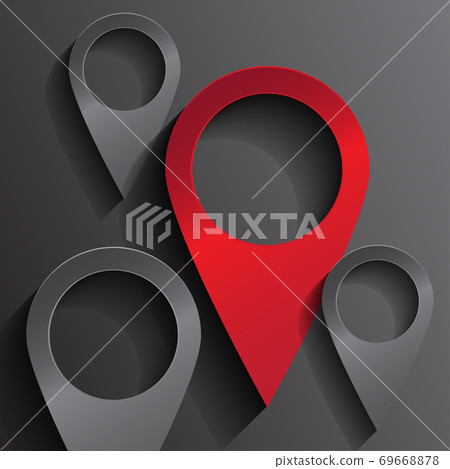 3D Illustration of Red pin location map. 3D Illustration of Red pin location map. 69668878