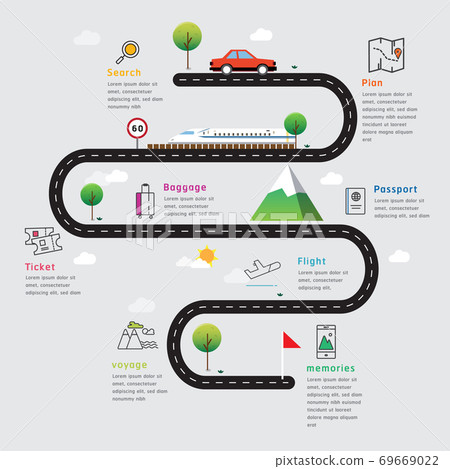 Road map and journey route timeline infographics Road map and journey route timeline infographics 69669022