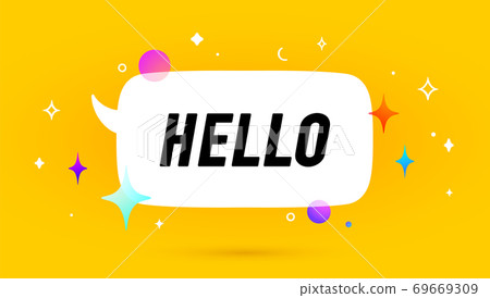 Hello. Banner, speech bubble 69669309