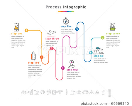 Journey route infographics template.timeline illustration Journey route infographics template.timeline illustration 69669340