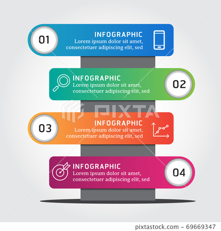 Vector Infographic label design template with icons 4 options Vector Infographic label design template with icons 4 options 69669347