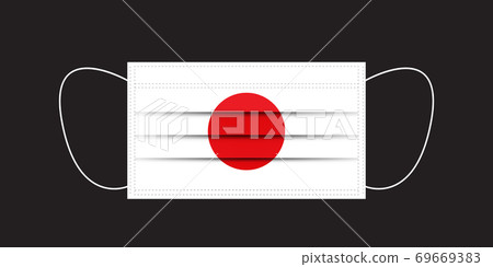 Japan flag printed on a mask. 69669383