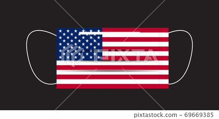 USA flag printed on a mask. USA flag printed on a mask. 69669385