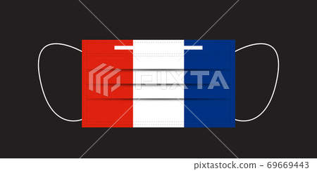 France flag printed on a mask. France flag printed on a mask. 69669443
