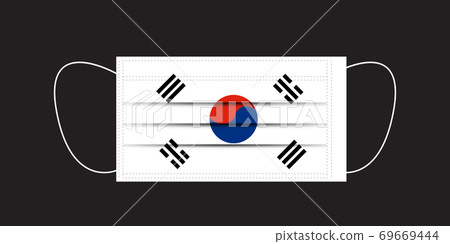 South korea flag printed on a mask. South korea flag printed on a mask. 69669444