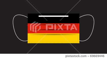 Germany flag printed on a mask. Germany flag printed on a mask. 69669446