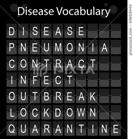 Disease Vocabulary Digital Board Illustration Disease Vocabulary Digital Board Illustration 69669449