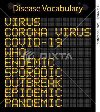 Disease Vocabulary Digital Board Illustration Disease Vocabulary Digital Board Illustration 69669619