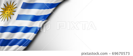 Uruguaian flag isolated on white banner Uruguaian flag isolated on white banner 69670573