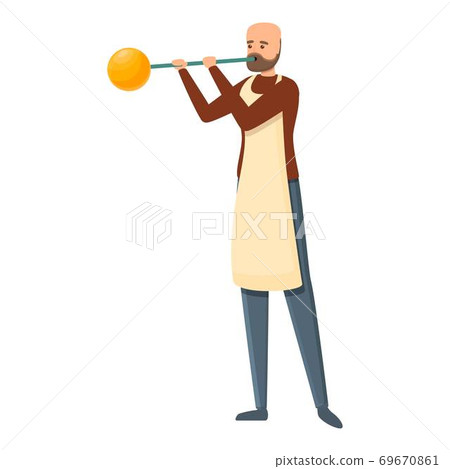 Craft glass blower icon, cartoon style 69670861