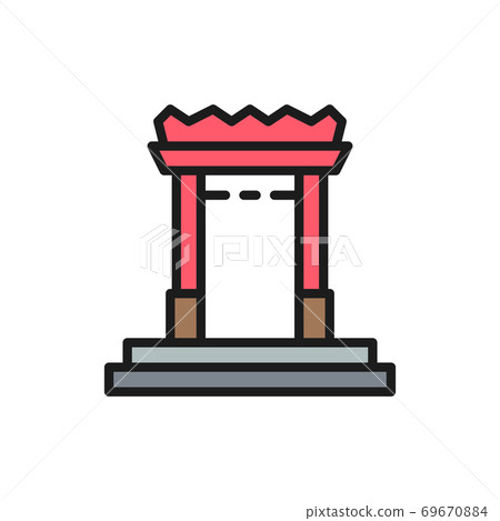 China gate in Chinatown, Bangkok, Thailand flat color line icon. 69670884