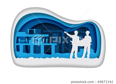 Housing development vector illustration in paper art style Housing development vector illustration in paper art style 69671342