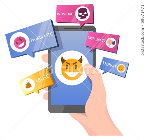 Social media bullying vector concept for web banner, website page 69671471