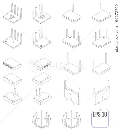 Wifi router vector isometric set icon. - Stock Illustration [69672749 ...