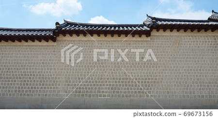 Old traditional stone wall in korea 69673156