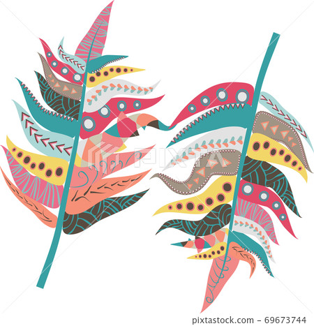 set of hand drawn indian feathers. Black and white ethnic pattern. Bohemian style illustration for poster, card, t-shirt print, invites 69673744