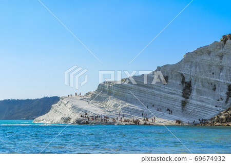 Beautiful view of the Stair of the Turks (Scala dei Turchi) Sicily, Italy 69674932