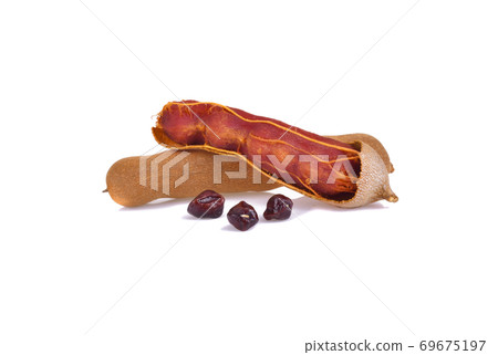 Tamarind fruit with seed isolated on white background Tamarind fruit with seed isolated on white background 69675197