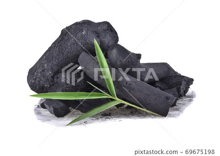 Bamboo charcoal isolated on white background. 69675198