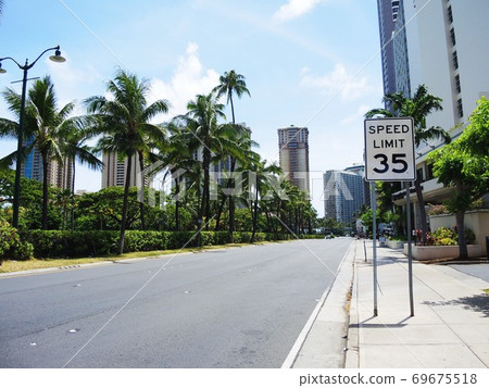 Ala Moana Boulevard in Waikiki, Hawaii 69675518