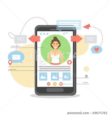 Mobile phone dating app, vector flat illustration 69675765