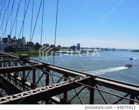 Brooklyn skyline seen from the Brooklyn Bridge 69675911
