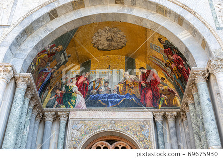 San Marco square, Venice. Mosaic decor element of St Mark Basilica San Marco square, Venice. Mosaic decor element of St Mark Basilica 69675930