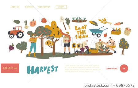 Farmer Characters Work on Garden or Orchard Harvesting Crop Landing Page Template. Gardeners Collect Fruit and Vegetable Farmer Characters Work on Garden or Orchard Harvesting Crop Landing Page Template. Gardeners Collect Fruit and Vegetable 69676572
