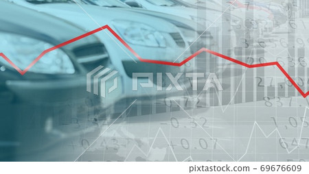 Data processing and graphs with cars in background 69676609