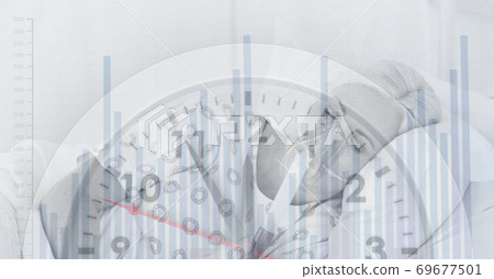 Animation of female patient lying in hospital bed with clock and data 69677501