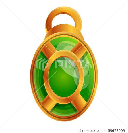 Green esoteric amulet icon, cartoon style Green esoteric amulet icon, cartoon style 69678009