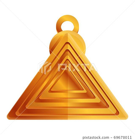 Pyramide gold amulet icon, cartoon style Pyramide gold amulet icon, cartoon style 69678011