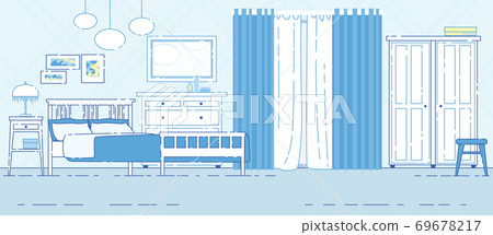 House Bedroom Classic Interior Vector Background House Bedroom Classic Interior Vector Background 69678217