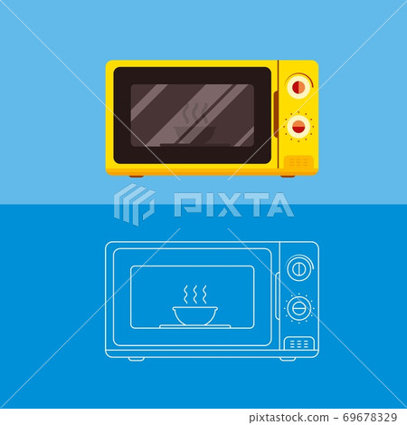 Microwave oven with a dish inside.Flat vector illustration. 69678329