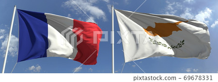 National flags of France and Cyprus, 3d rendering National flags of France and Cyprus, 3d rendering 69678331