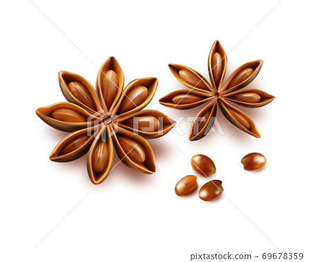 Anise stars isolated on white background Anise stars isolated on white background 69678359