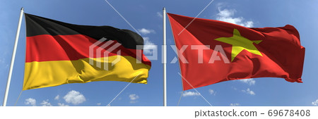 National flags of Germany and Vietnam, 3d rendering National flags of Germany and Vietnam, 3d rendering 69678408