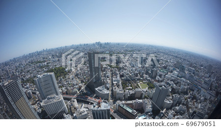 Tokyo scenery, fisheye photography, panoramic view of the city center from Ikebukuro Tokyo scenery, fisheye photography, panoramic view of the city center from Ikebukuro 69679051