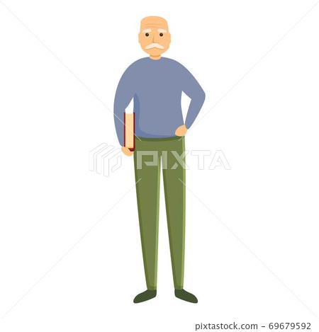Old man with book icon, cartoon style 69679592