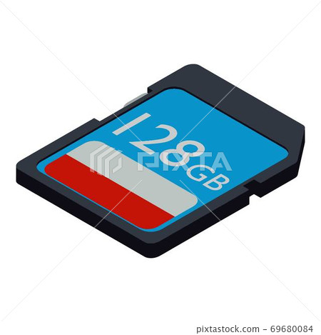 Camera flash card icon, isometric style Camera flash card icon, isometric style 69680084