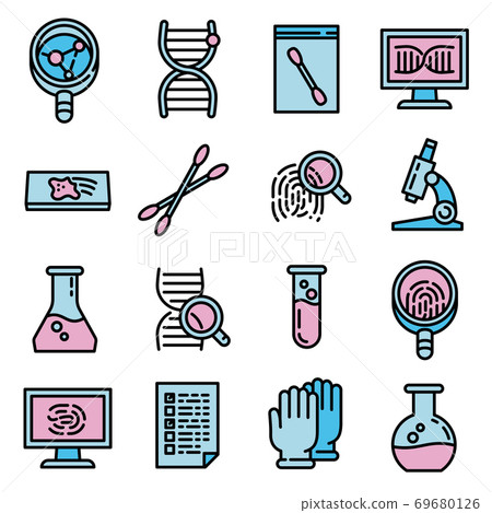 Forensic laboratory icons set, outline style Forensic laboratory icons set, outline style 69680126
