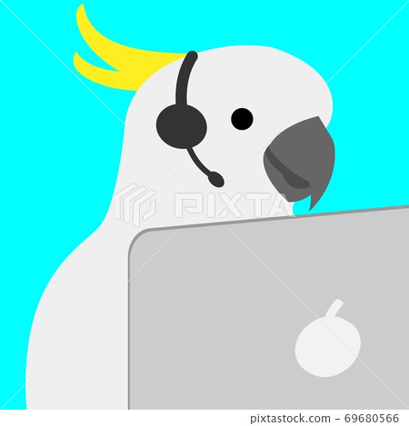 口語順暢的基巴丹鸚鵡,戴著耳機擔任呼叫中心接線員 口語順暢的基巴丹鸚鵡,戴著耳機擔任呼叫中心接線員 69680566