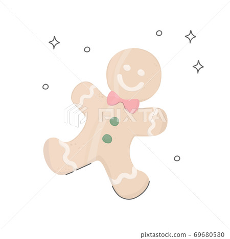 Gingerbread Christmas cookies with icing. Vector illustration isolated 69680580