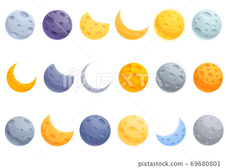 Moon icons set, cartoon style 69680801