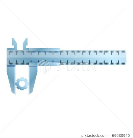 Caliper measure cog wheel icon, cartoon style 69680940