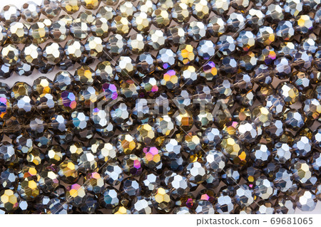 Beautiful Glass Sparkle Crystal Isoalted Beads on white background Beautiful Glass Sparkle Crystal Isoalted Beads on white background 69681065
