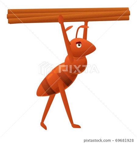 Ant carry wood icon, cartoon style Ant carry wood icon, cartoon style 69681928