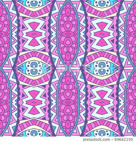 Abstract festive colorful ethnic tribal bohemian pattern Seamless nomadic geometric psychedelic colorful print. Ornamental doodle textile design 69682150