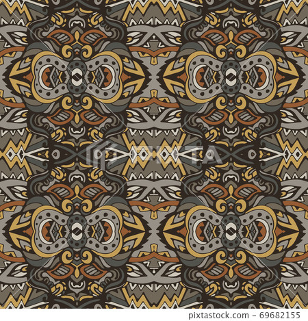 Abstract festive colorful ethnic tribal bohemian pattern Seamless nomadic geometric psychedelic colorful print. Ornamental doodle textile design Abstract festive colorful ethnic tribal bohemian pattern Seamless nomadic geometric psychedelic colorful print. Ornamental doodle textile design 69682155